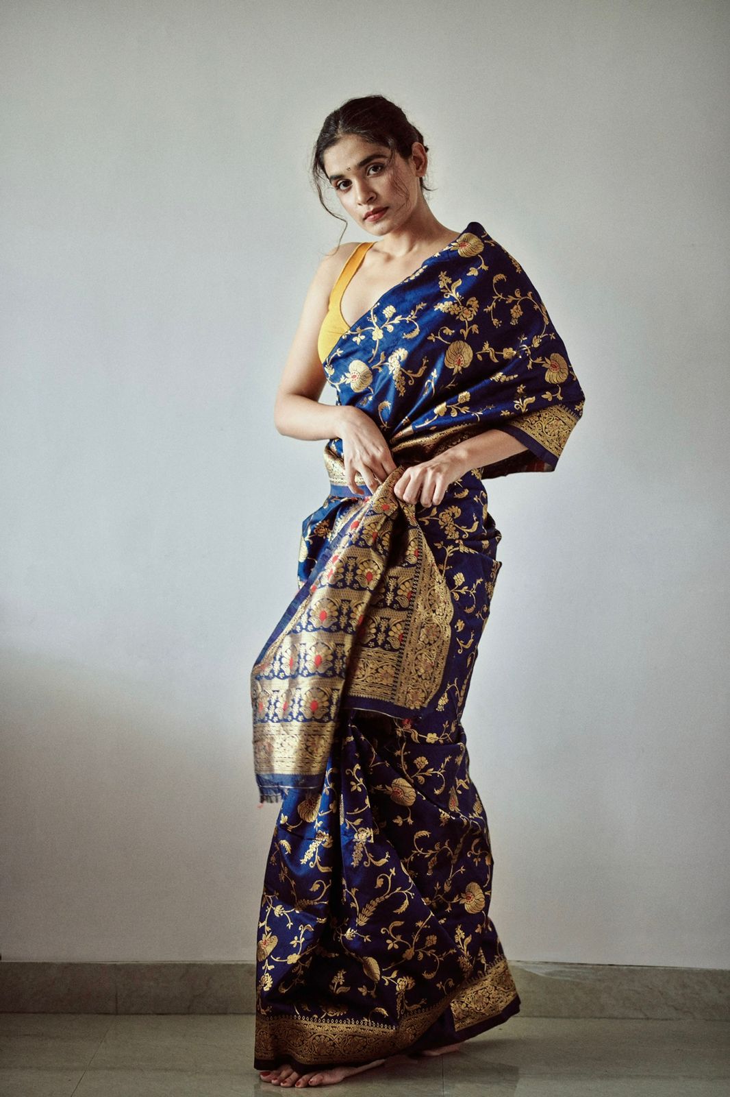 Impressive Blue Banarasi Silk Saree With Stylish Blouse Piece