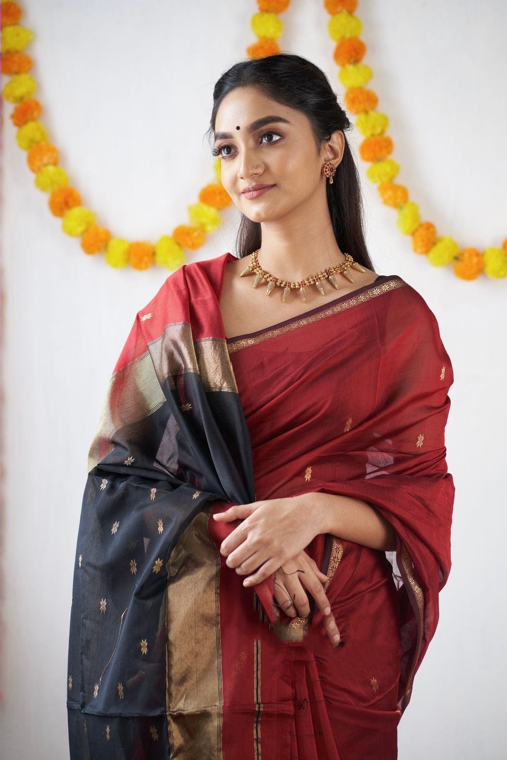 Attractive Brown Cotton Silk Saree With Lovely Blouse Piece