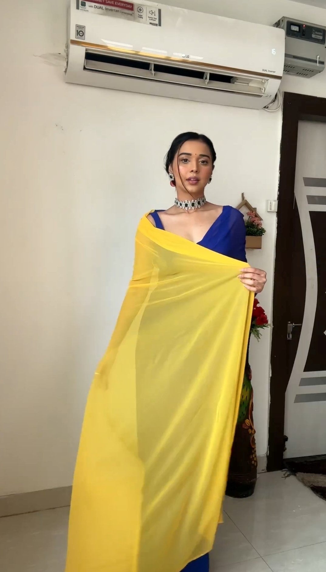 Effulgent 1-Minute Ready To Wear Multicolour Georgette Saree