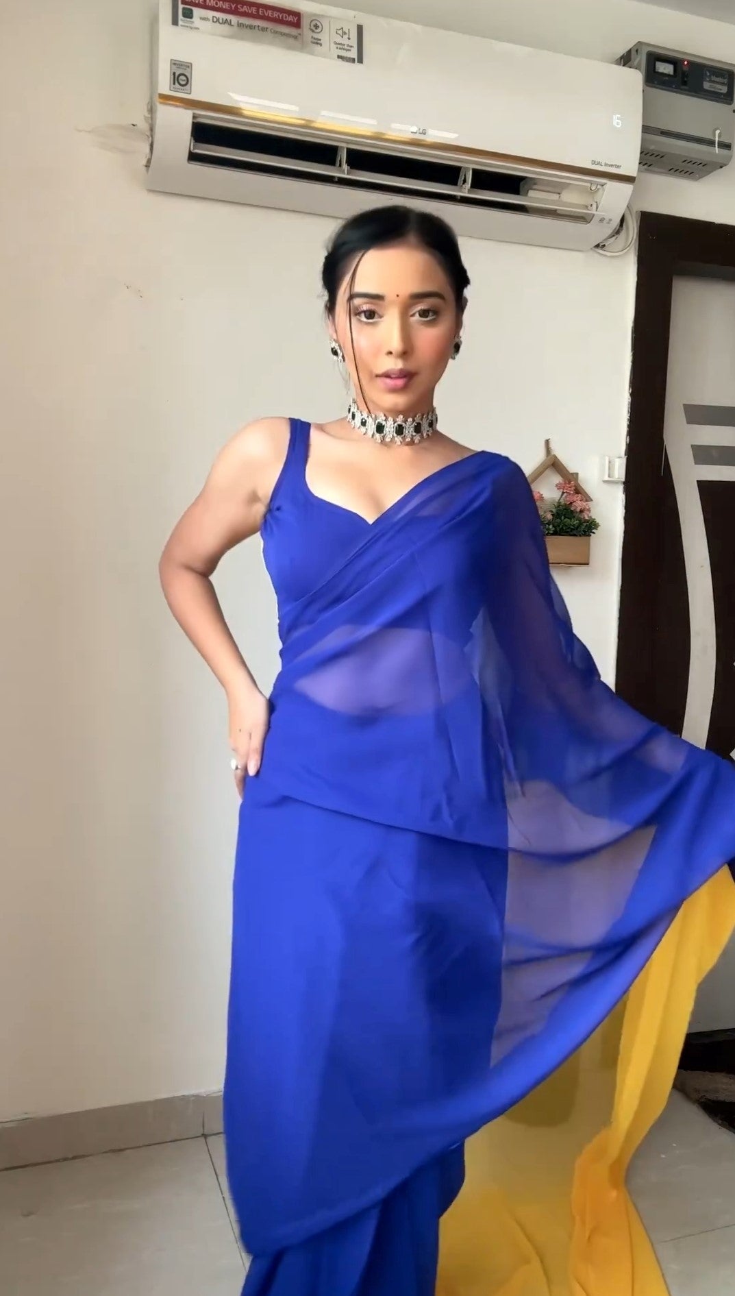 Effulgent 1-Minute Ready To Wear Multicolour Georgette Saree