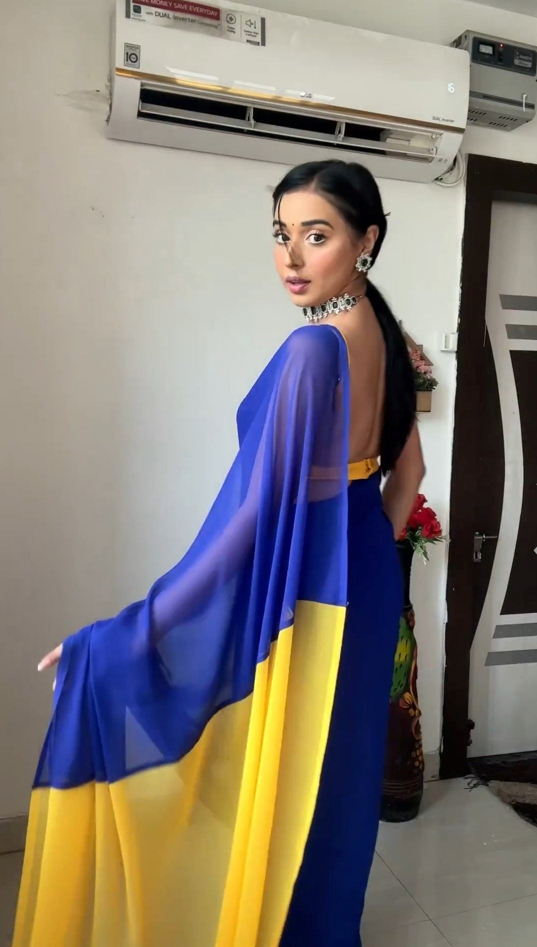 Effulgent 1-Minute Ready To Wear Multicolour Georgette Saree
