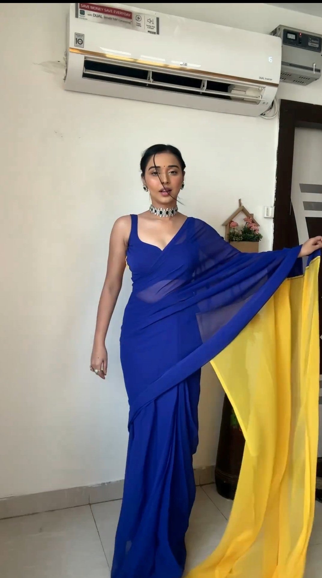 Effulgent 1-Minute Ready To Wear Multicolour Georgette Saree