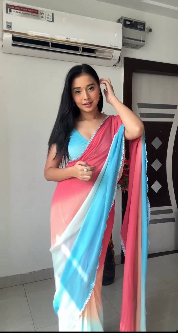 Enigmatic 1-Minute Ready To Wear Multicolour Georgette Saree
