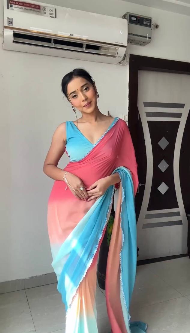 Enigmatic 1-Minute Ready To Wear Multicolour Georgette Saree