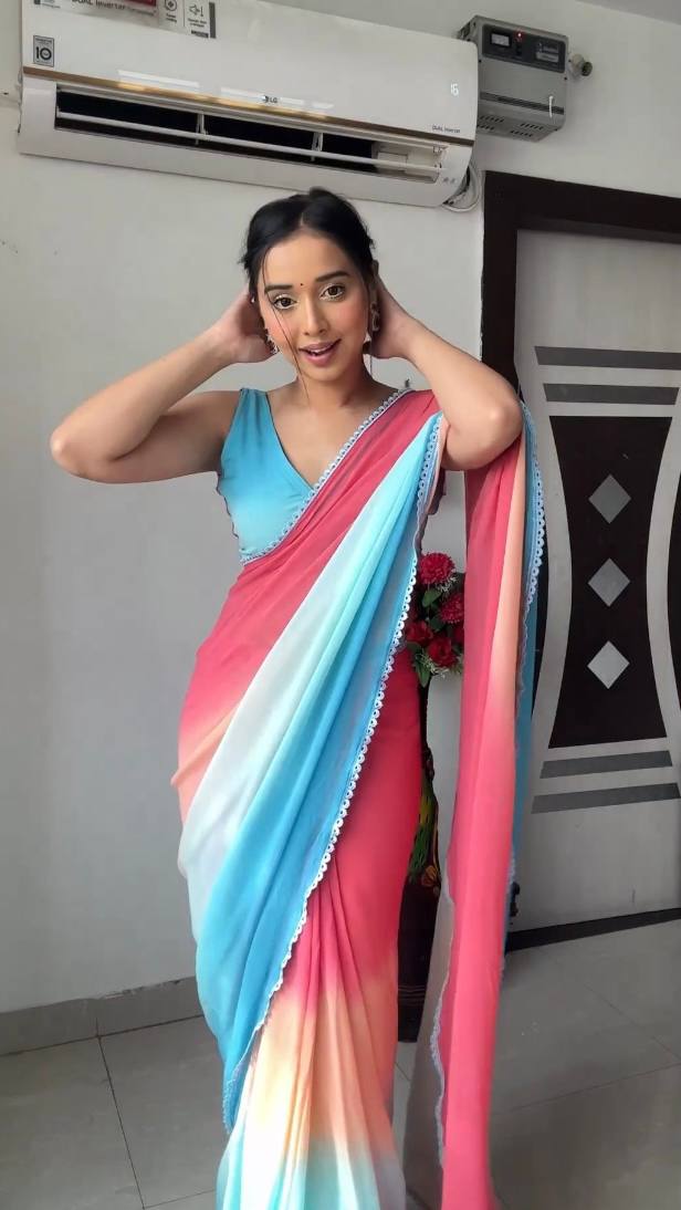 Enigmatic 1-Minute Ready To Wear Multicolour Georgette Saree