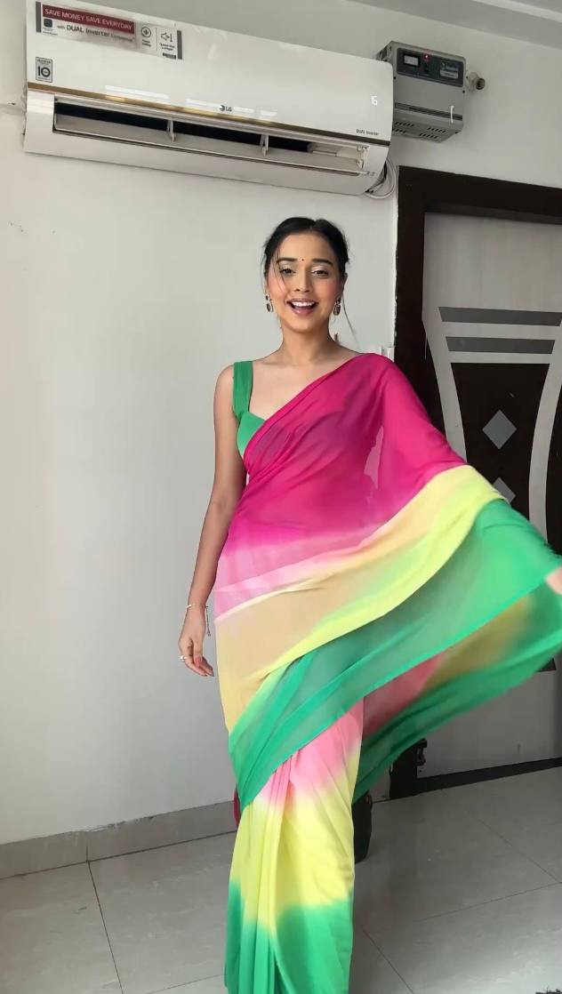 Sensational 1-Minute Ready To Wear Multicolour Georgette Saree
