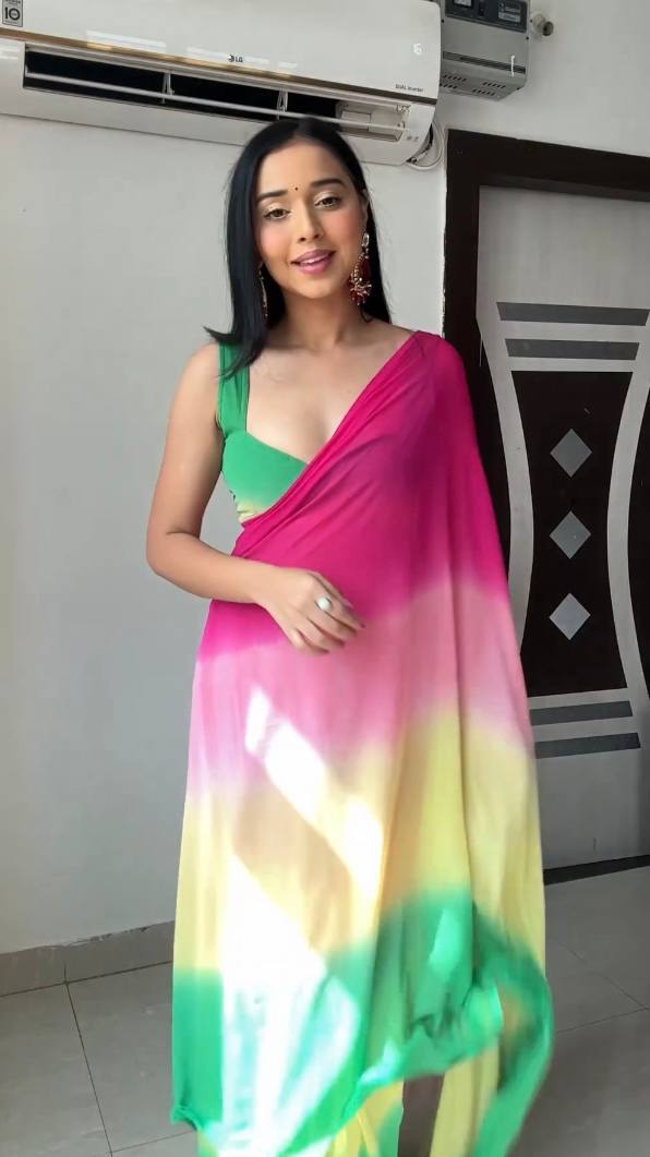 Sensational 1-Minute Ready To Wear Multicolour Georgette Saree