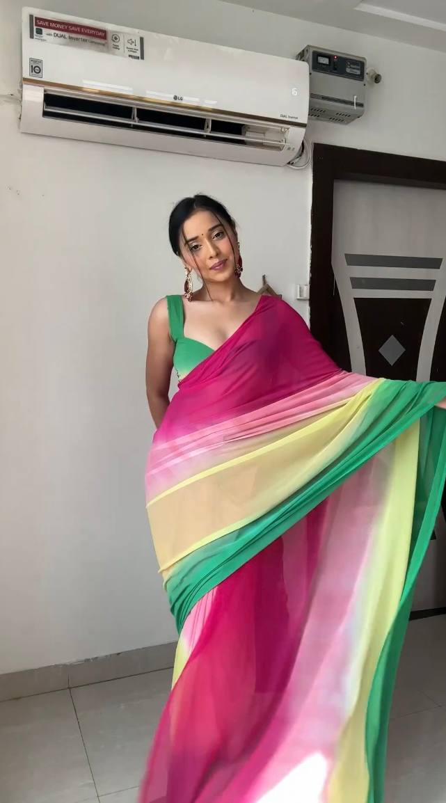 Sensational 1-Minute Ready To Wear Multicolour Georgette Saree