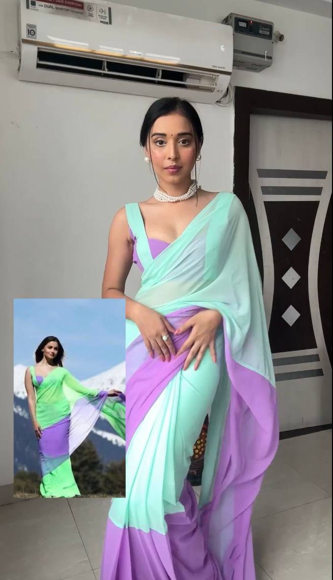 Delightsome 1-Minute Ready To Wear Multicolour Georgette Saree