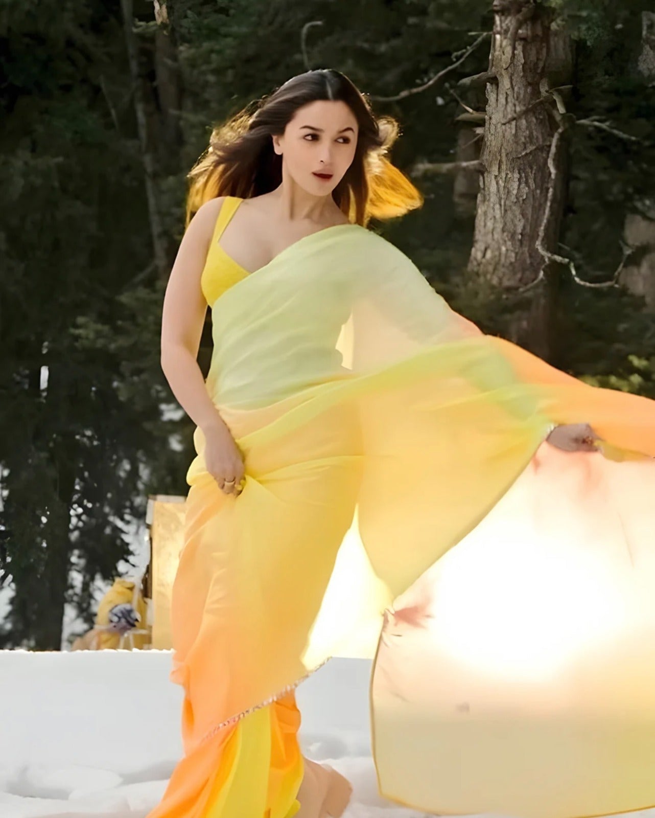 Stunningly 1-Minute Ready To Wear Yellow Georgette Saree