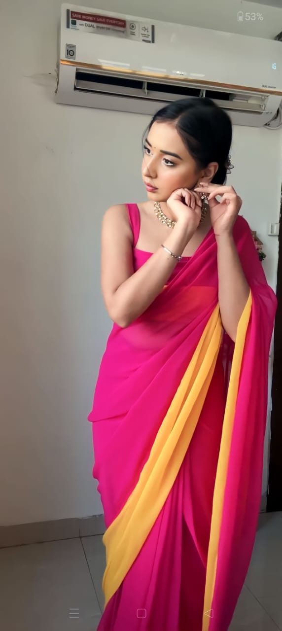 Excellent 1-Minute Ready To Wear Multicolour Georgette Saree