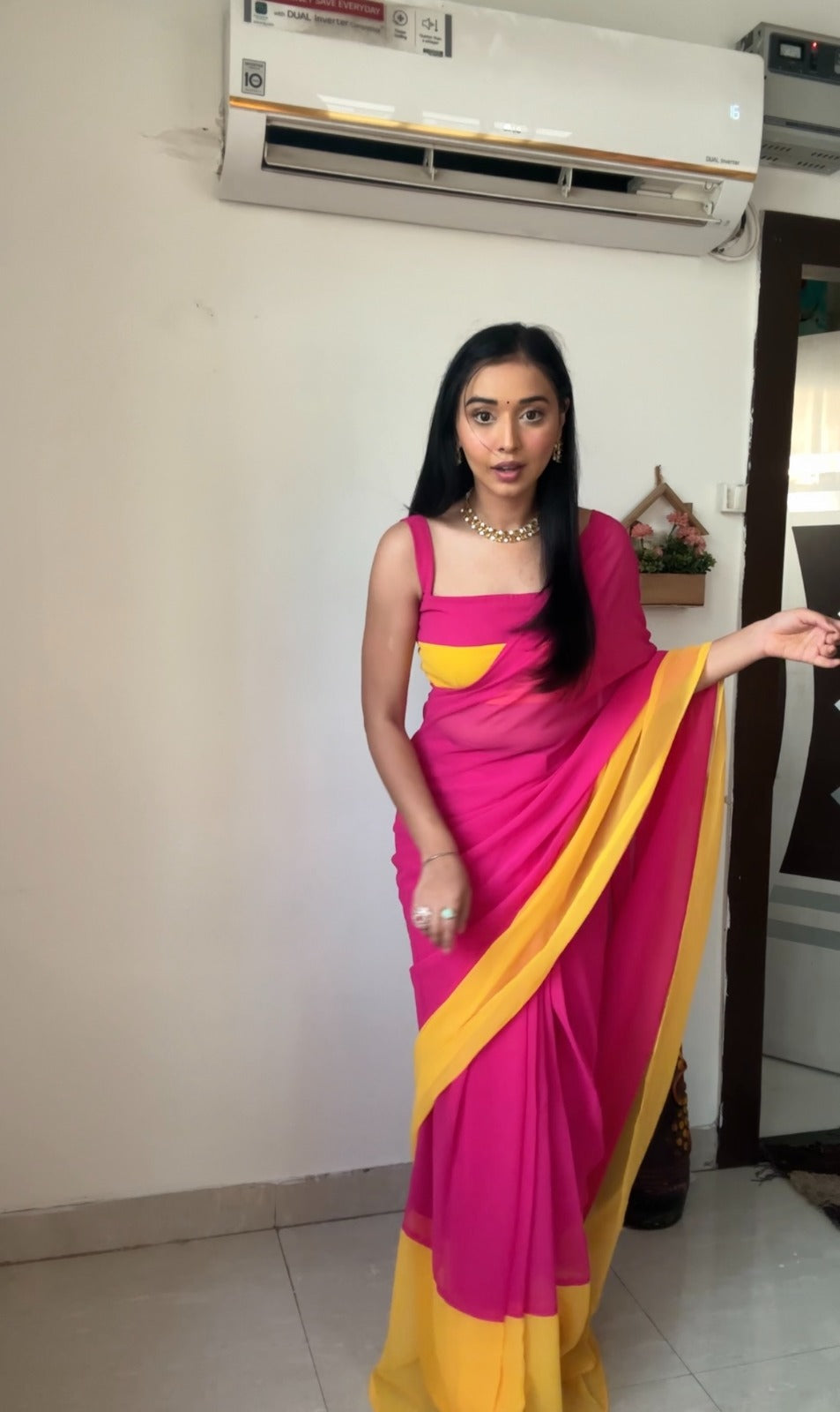 Excellent 1-Minute Ready To Wear Multicolour Georgette Saree