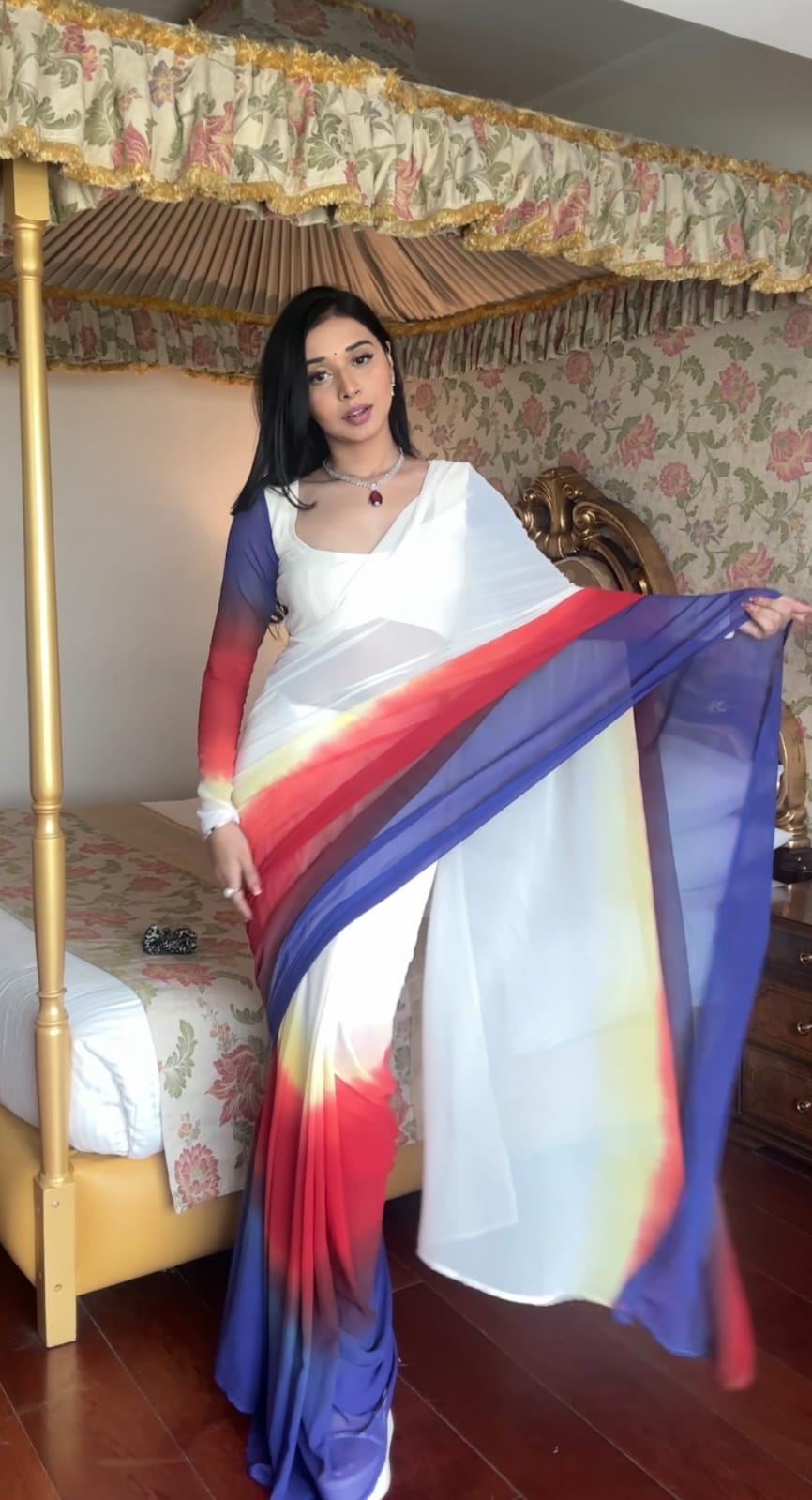 Wonderfully 1-Minute Ready To Wear Multicolour Georgette Saree