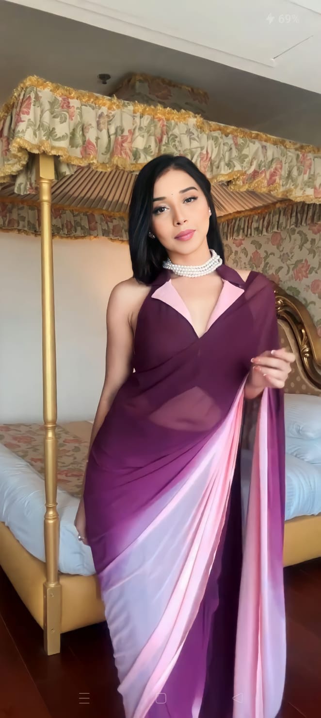 Symmetry 1-Minute Ready To Wear Multicolour Georgette Saree