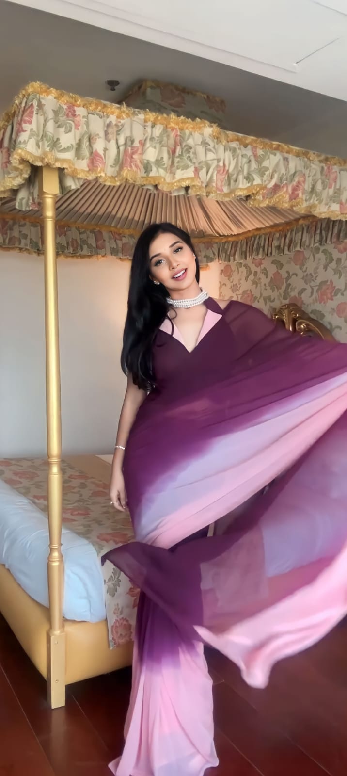 Symmetry 1-Minute Ready To Wear Multicolour Georgette Saree