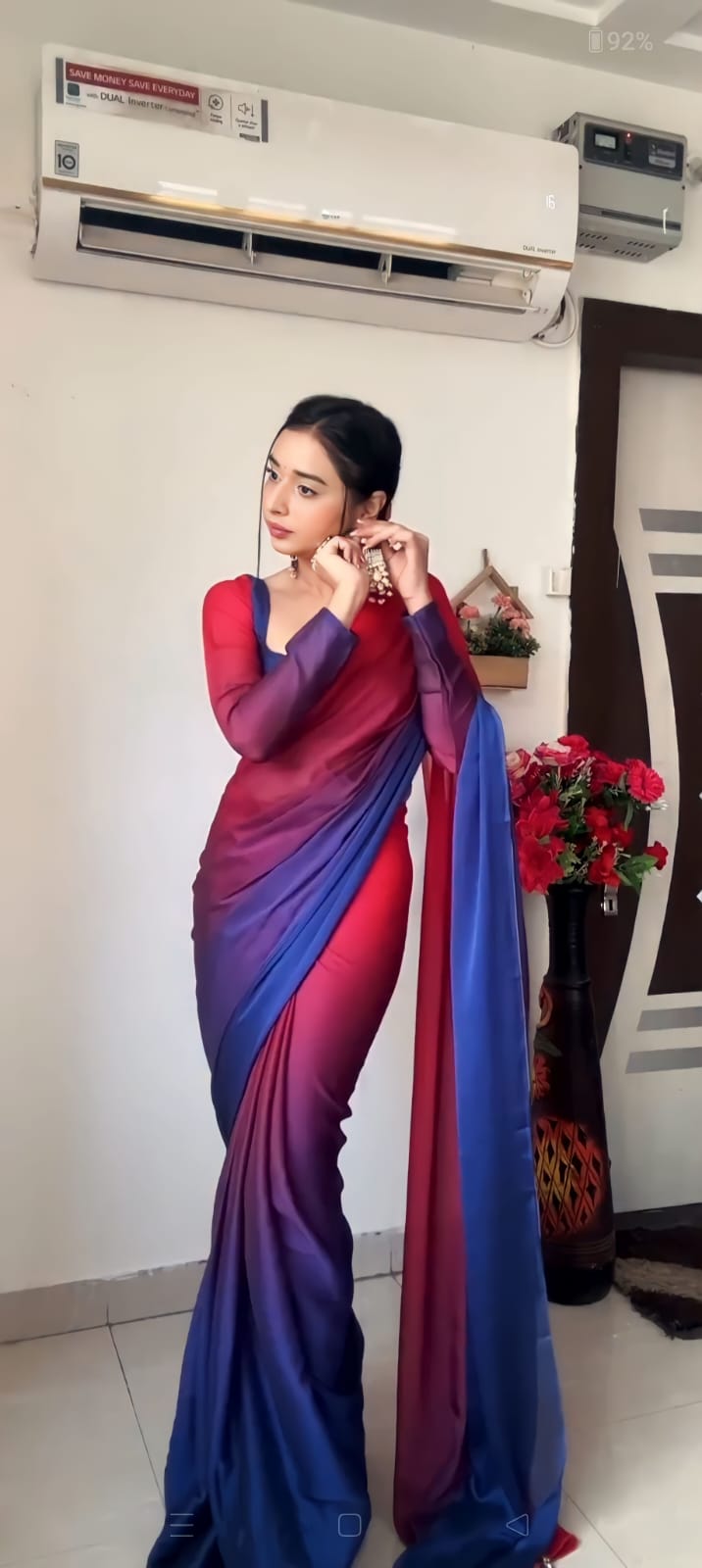 Gloriousness 1-Minute Ready To Wear Multicolour Georgette Saree
