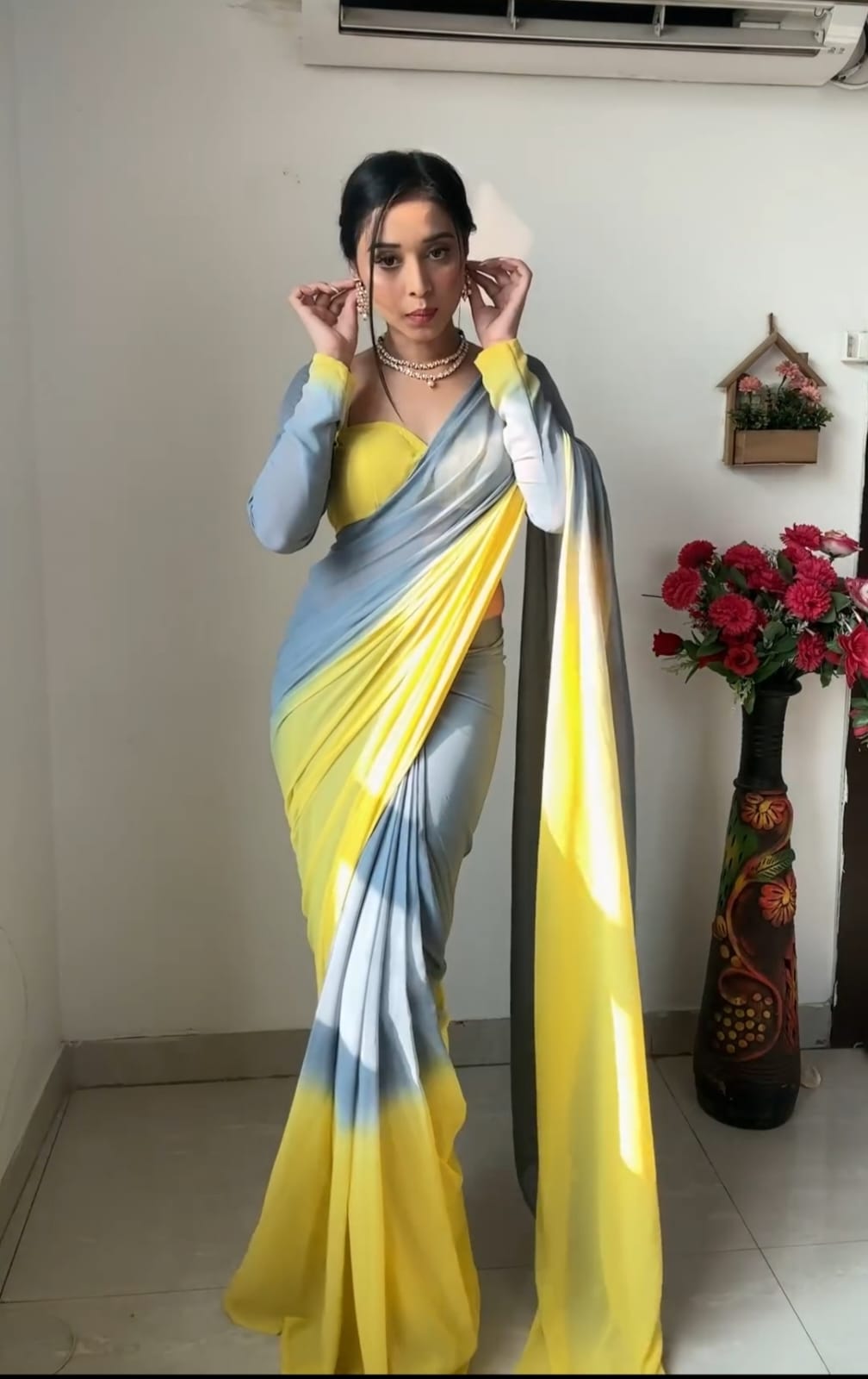 Exquisite 1-Minute Ready To Wear Multicolor Georgette Saree