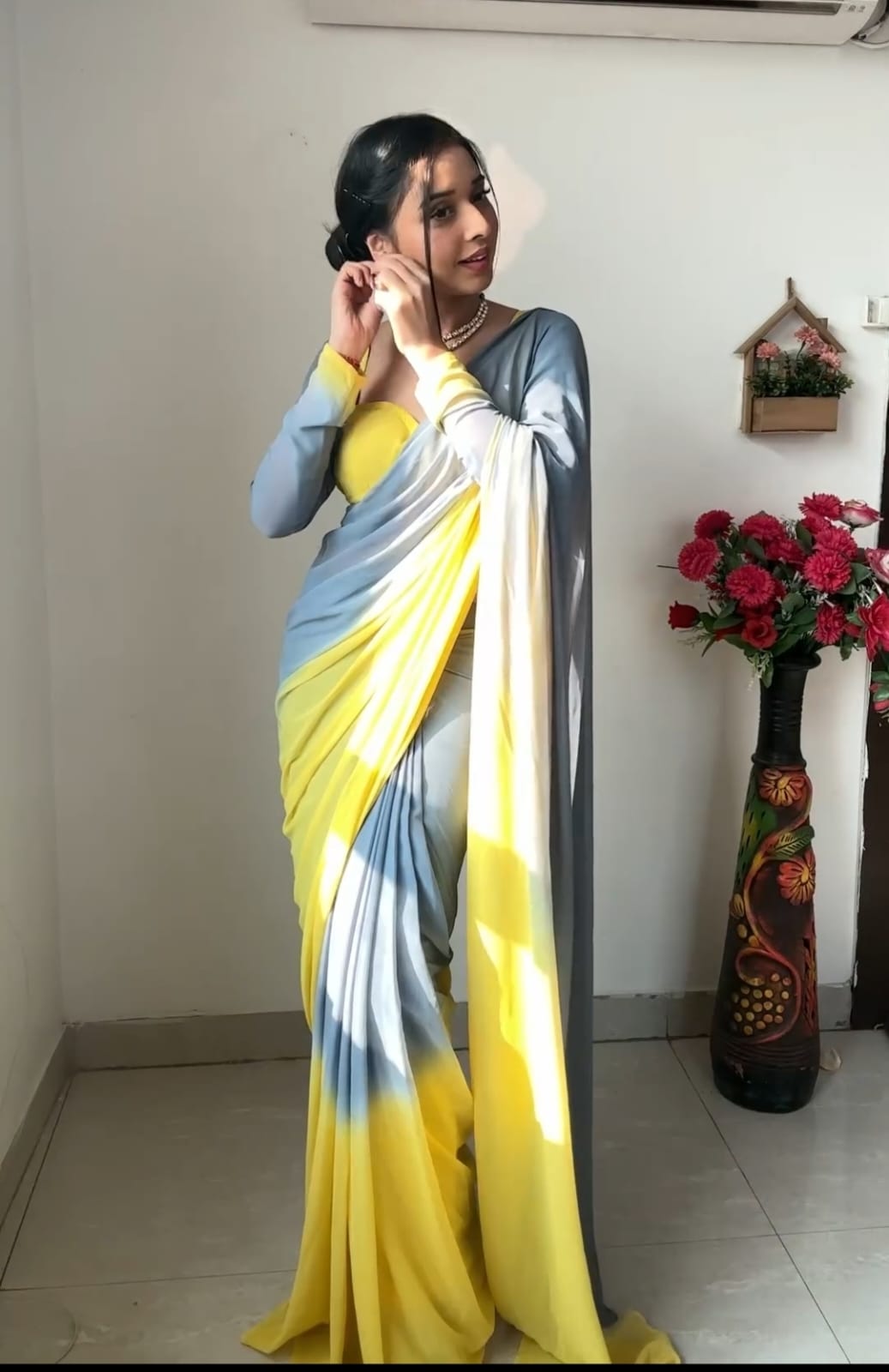 Exquisite 1-Minute Ready To Wear Multicolor Georgette Saree