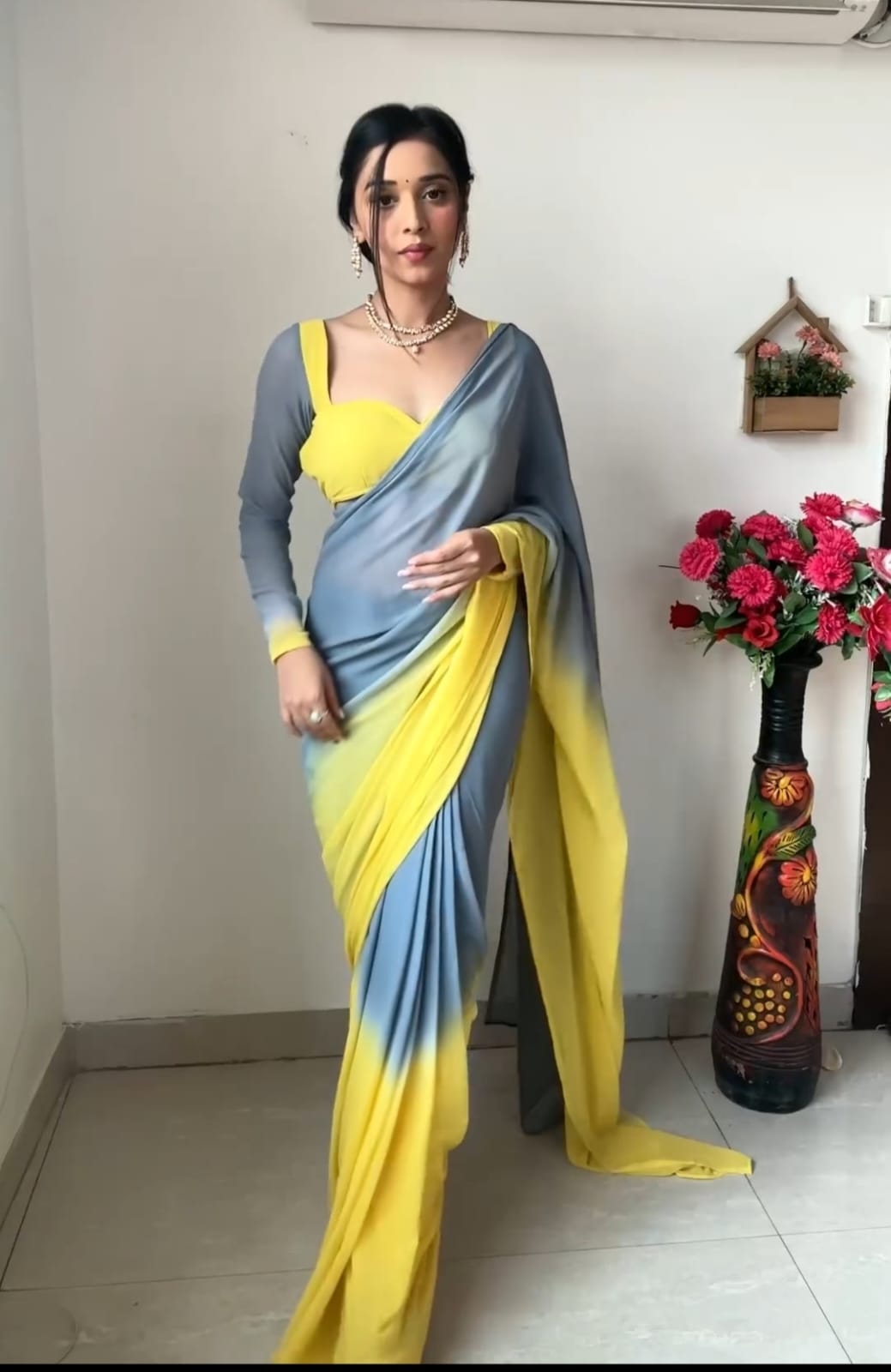 Exquisite 1-Minute Ready To Wear Multicolor Georgette Saree