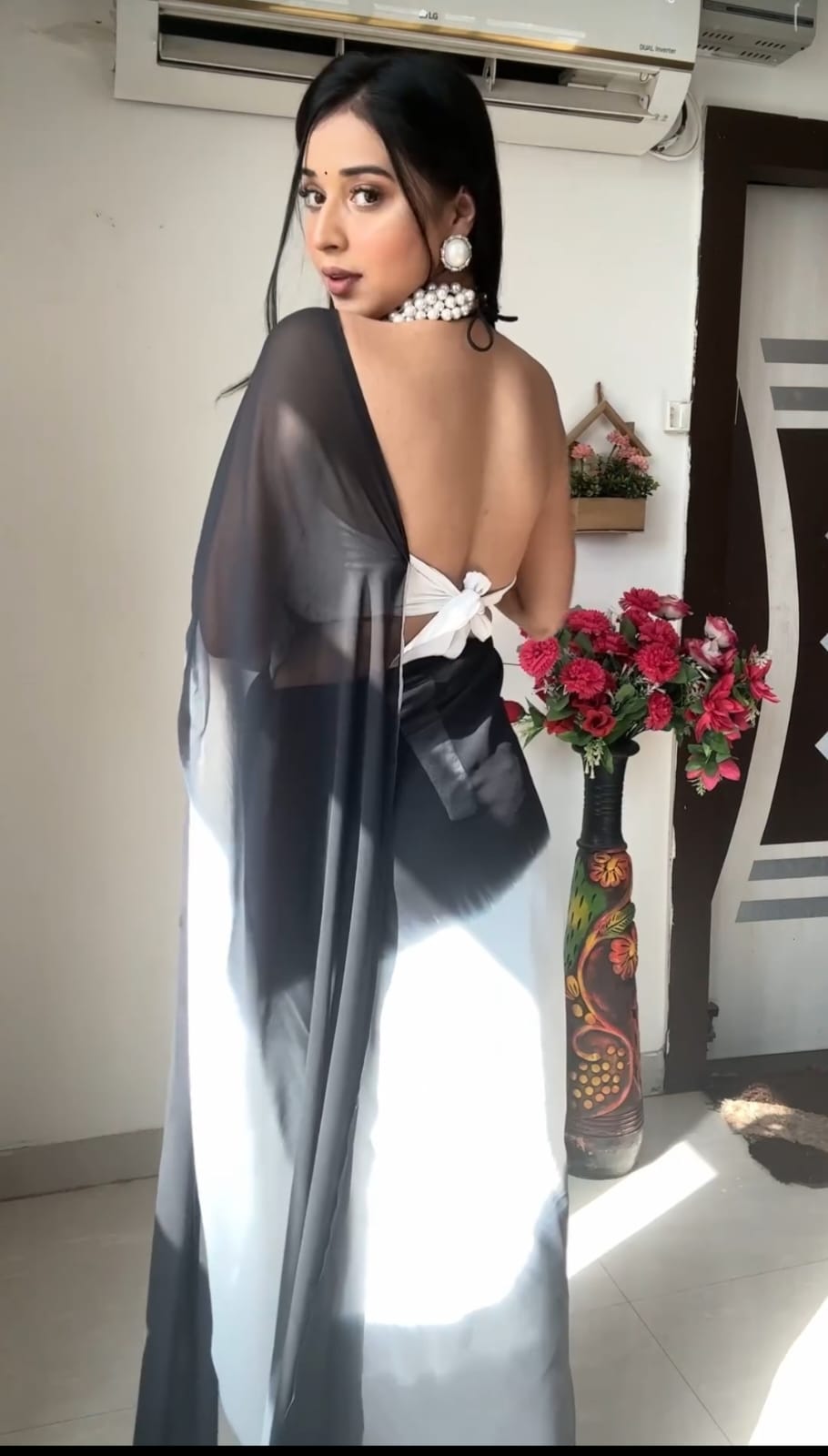 Charming 1-Minute Ready To Wear Multicolor Georgette Saree