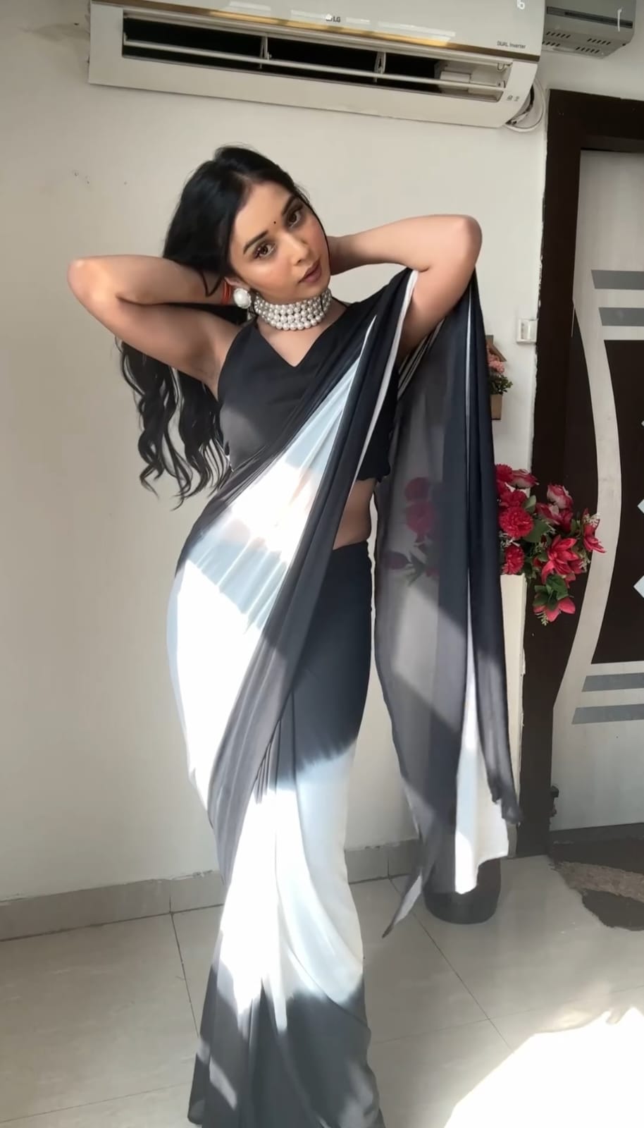 Charming 1-Minute Ready To Wear Multicolor Georgette Saree