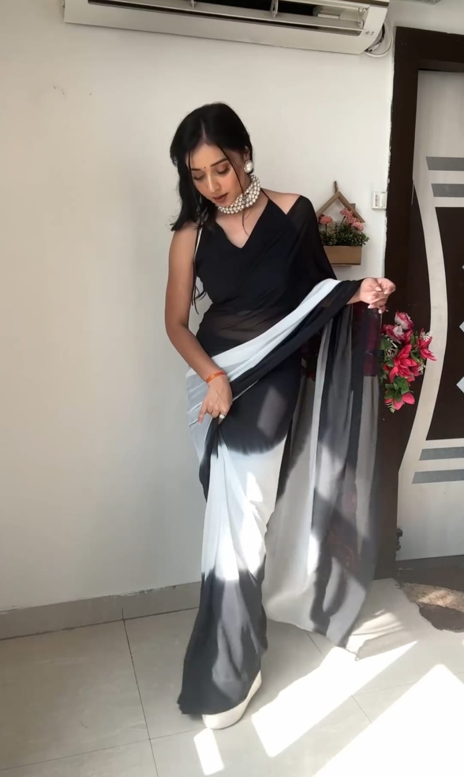 Charming 1-Minute Ready To Wear Multicolor Georgette Saree