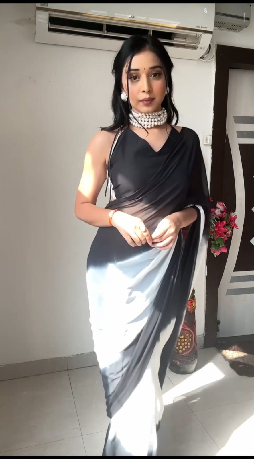 Charming 1-Minute Ready To Wear Multicolor Georgette Saree
