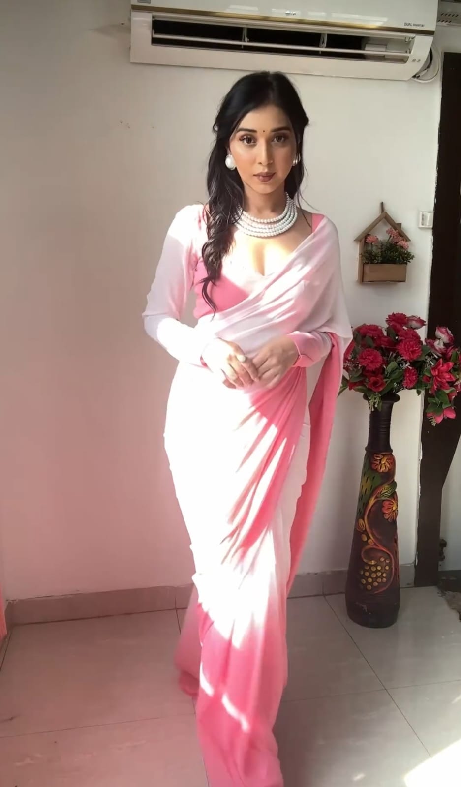 Alluring 1-Minute Ready To Wear Multicolor Georgette Saree