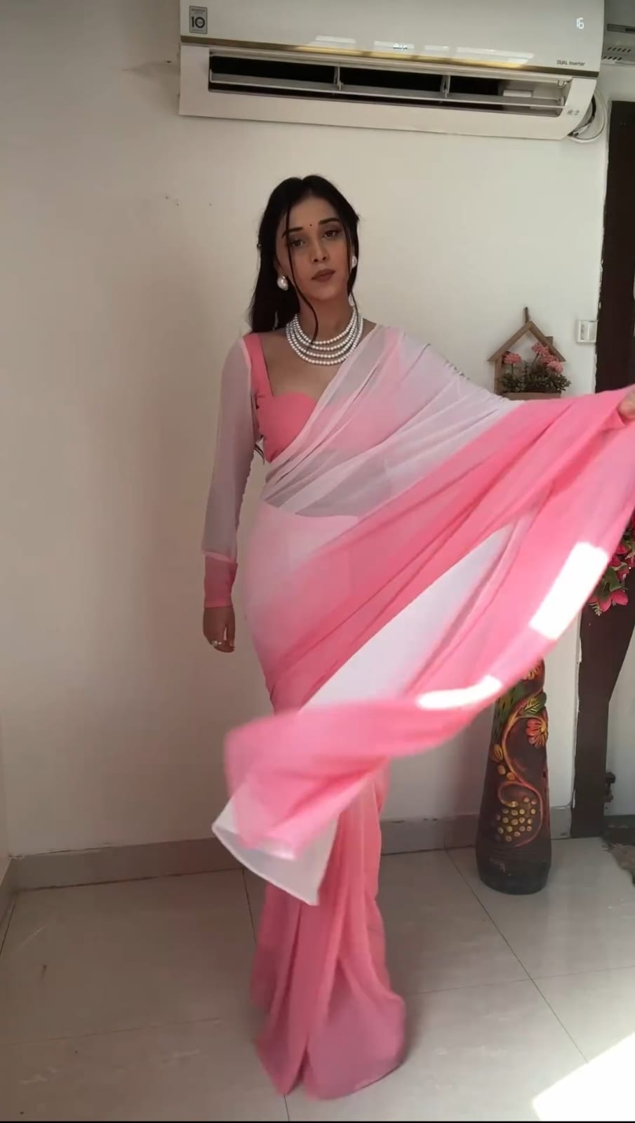 Alluring 1-Minute Ready To Wear Multicolor Georgette Saree