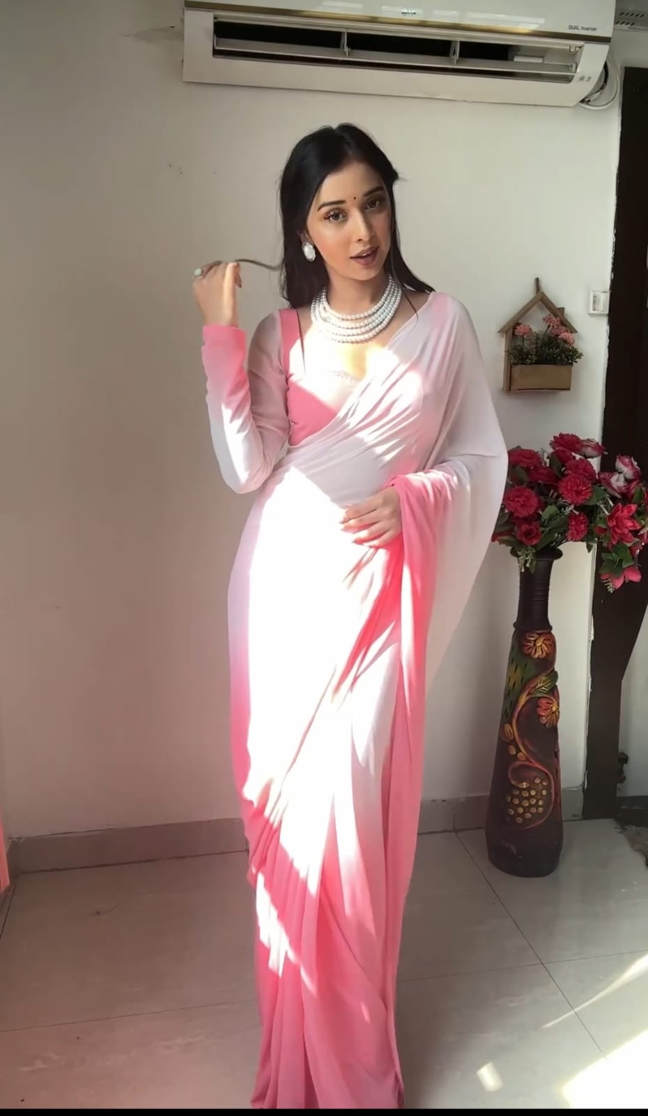 Alluring 1-Minute Ready To Wear Multicolor Georgette Saree