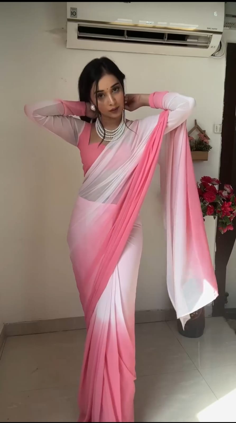 Alluring 1-Minute Ready To Wear Multicolor Georgette Saree