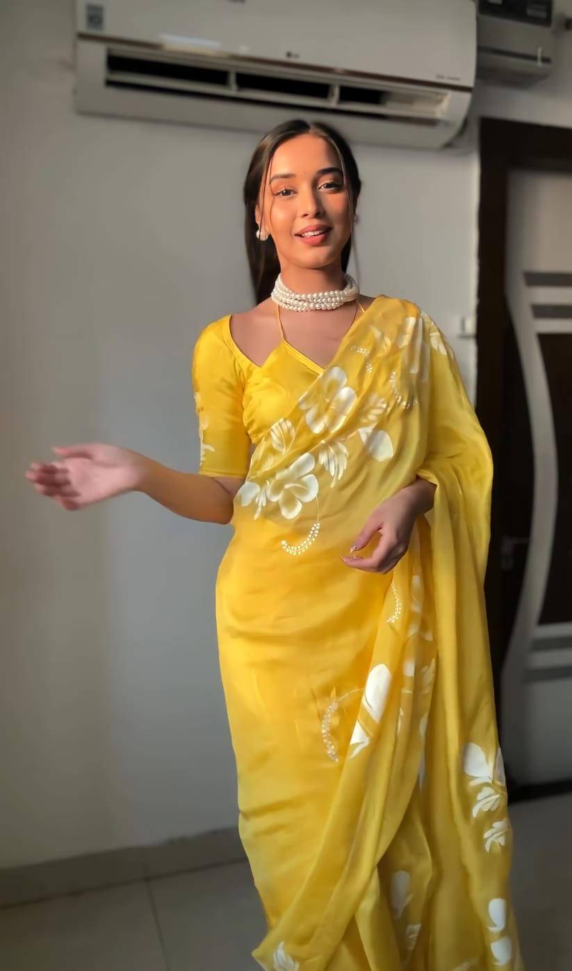 Captivating 1-Minute Ready To Wear Multicolor Georgette Saree