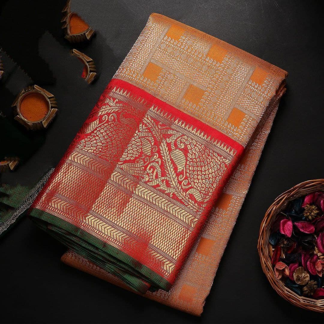 Charismatic Orange Soft Silk Saree With Two Prettiness Blouse Piece