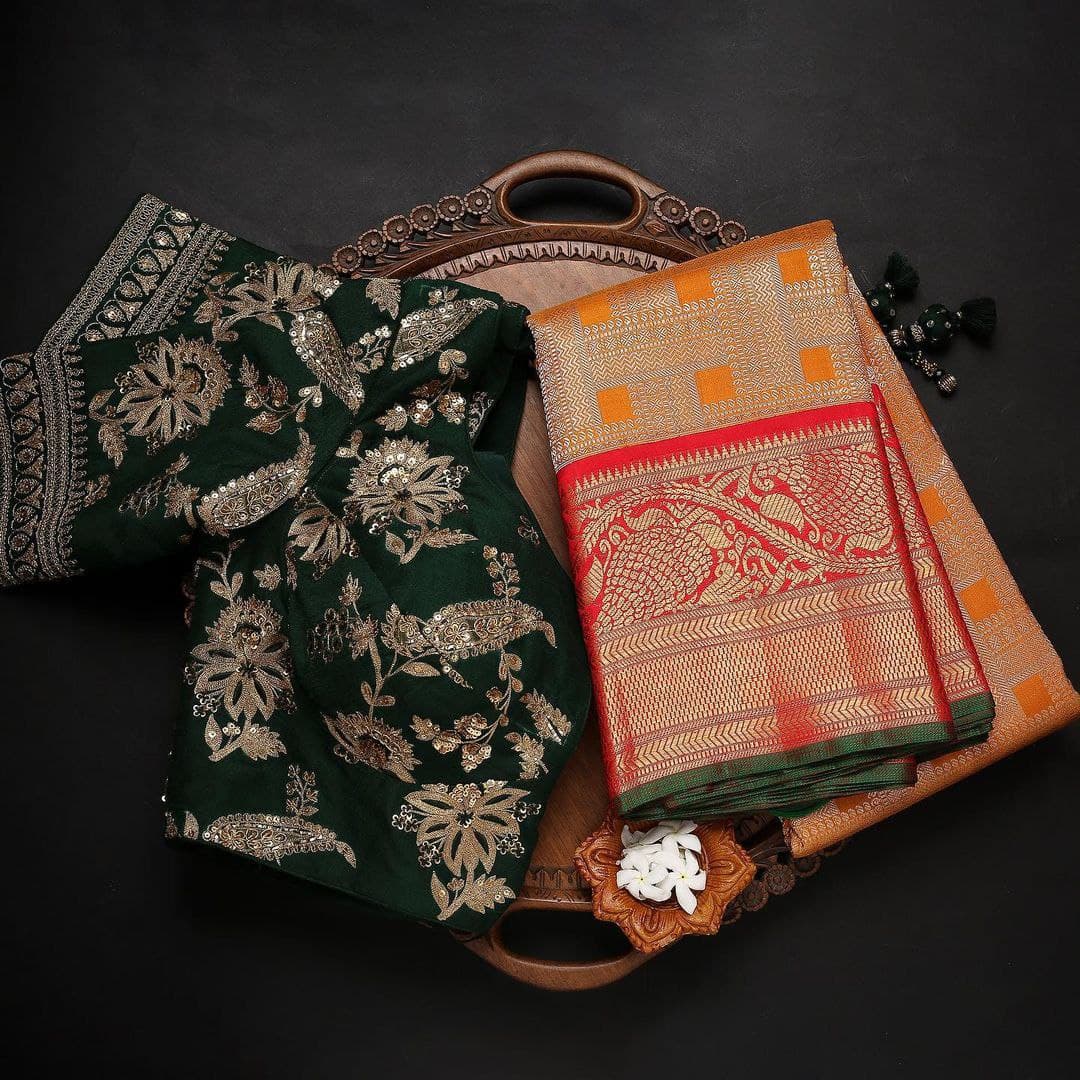 Charismatic Orange Soft Silk Saree With Two Prettiness Blouse Piece