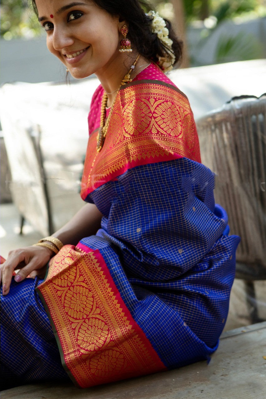 Delicate Blue Soft Silk Saree With Opulent Blouse Piece