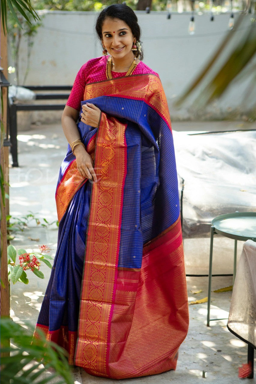 Delicate Blue Soft Silk Saree With Opulent Blouse Piece