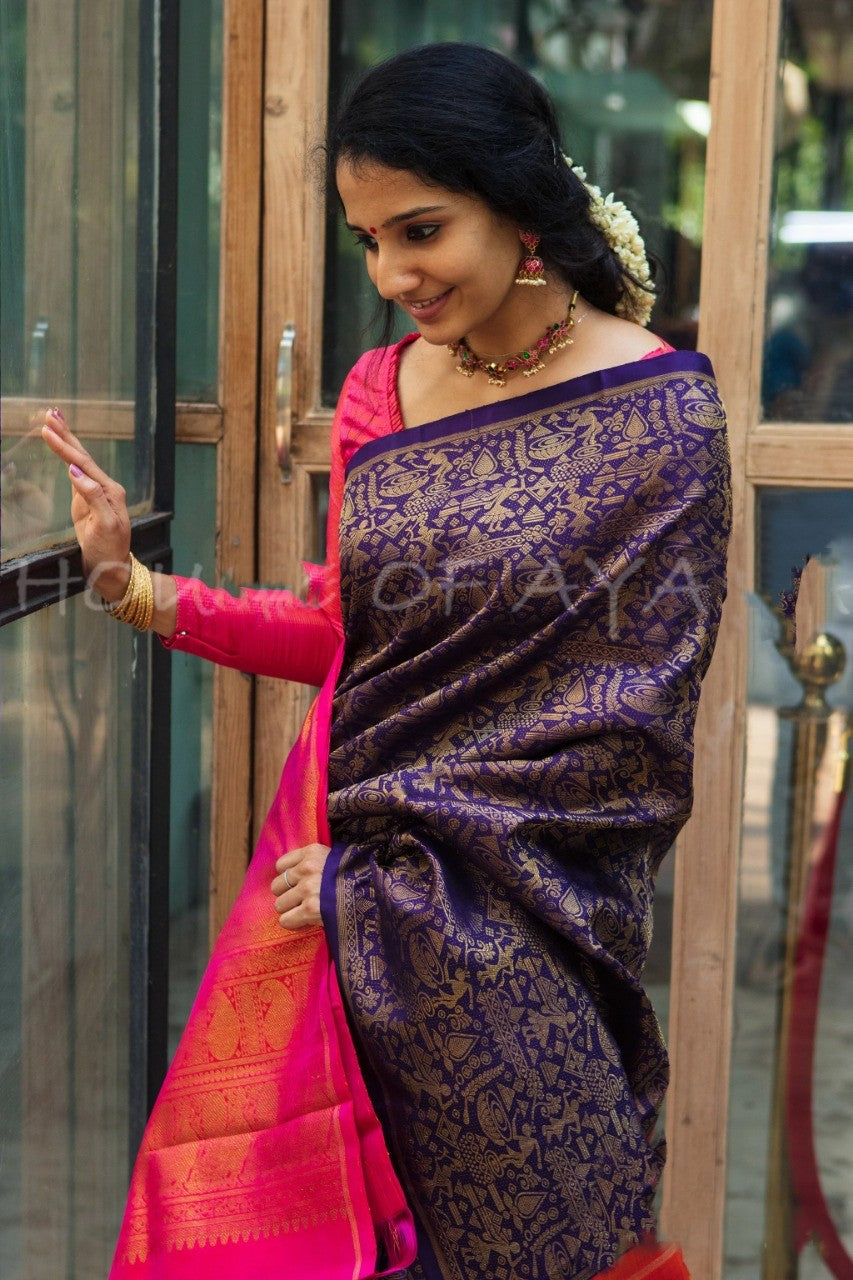 Enrapturing Purple Soft Silk Saree With Serene Blouse Piece