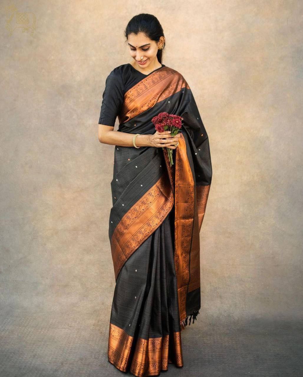 Fascinating Black Soft Silk Saree With Angelic Blouse Piece