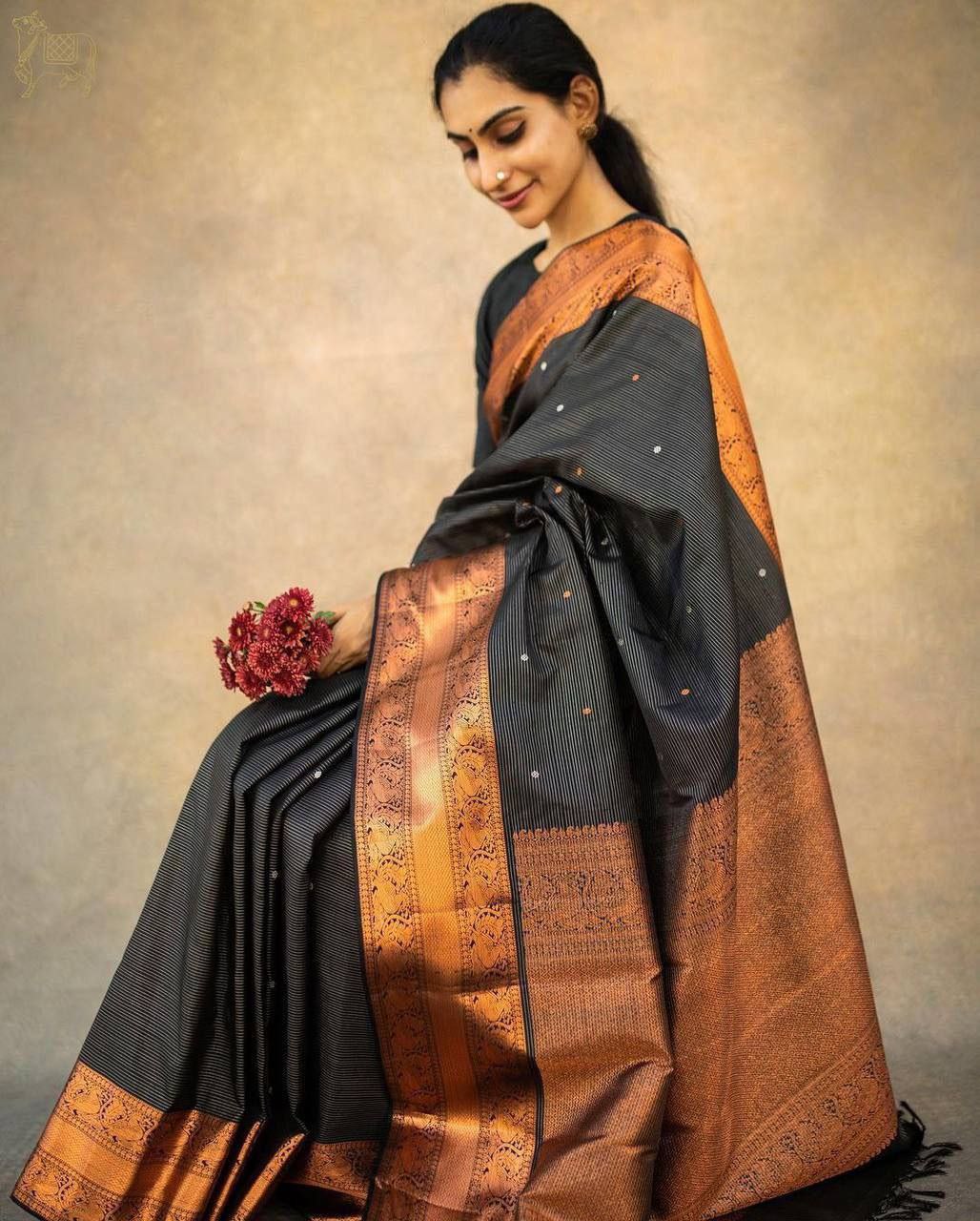Fascinating Black Soft Silk Saree With Angelic Blouse Piece