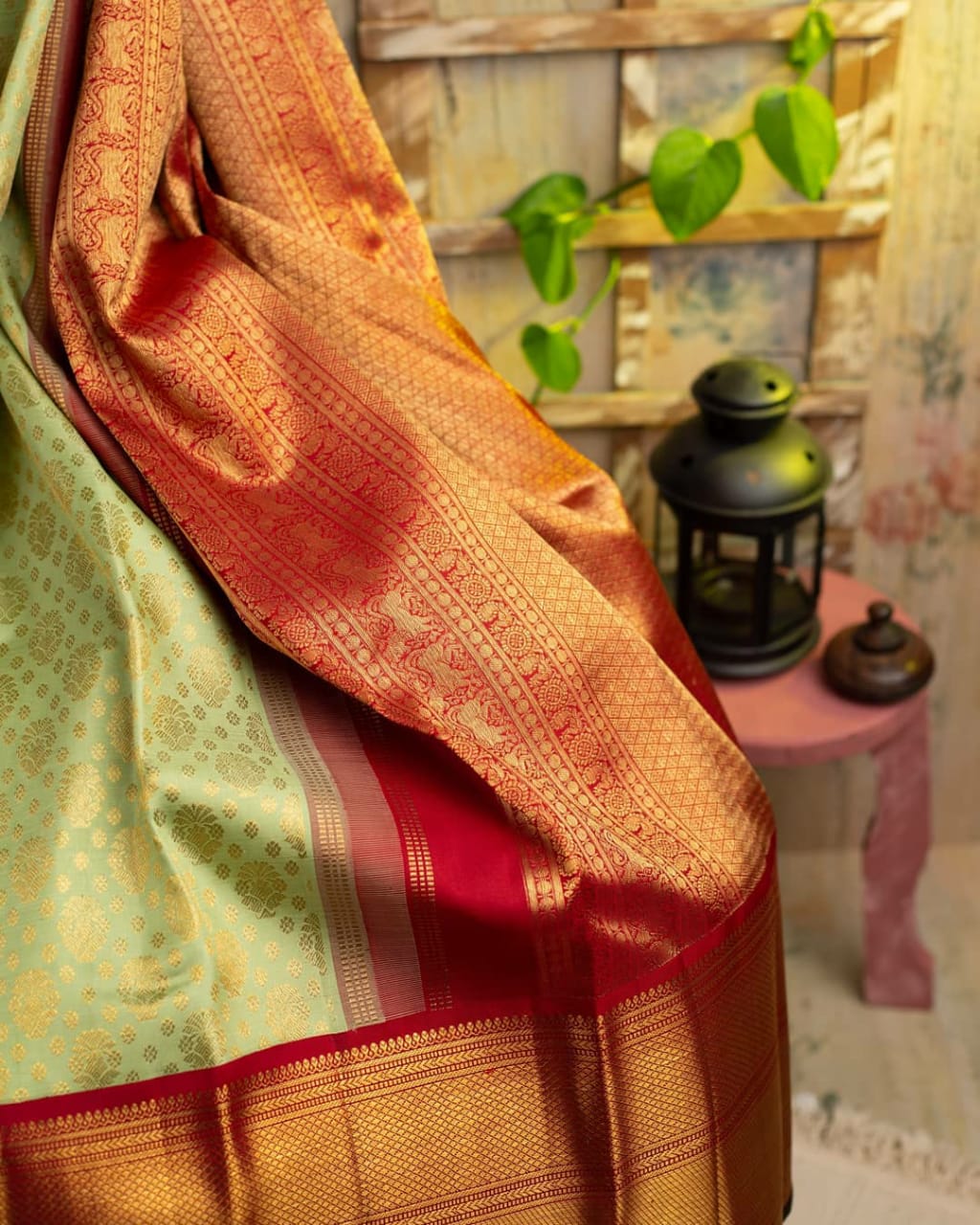 Enchanting Pista Soft Silk Saree With Captivating Blouse Piece