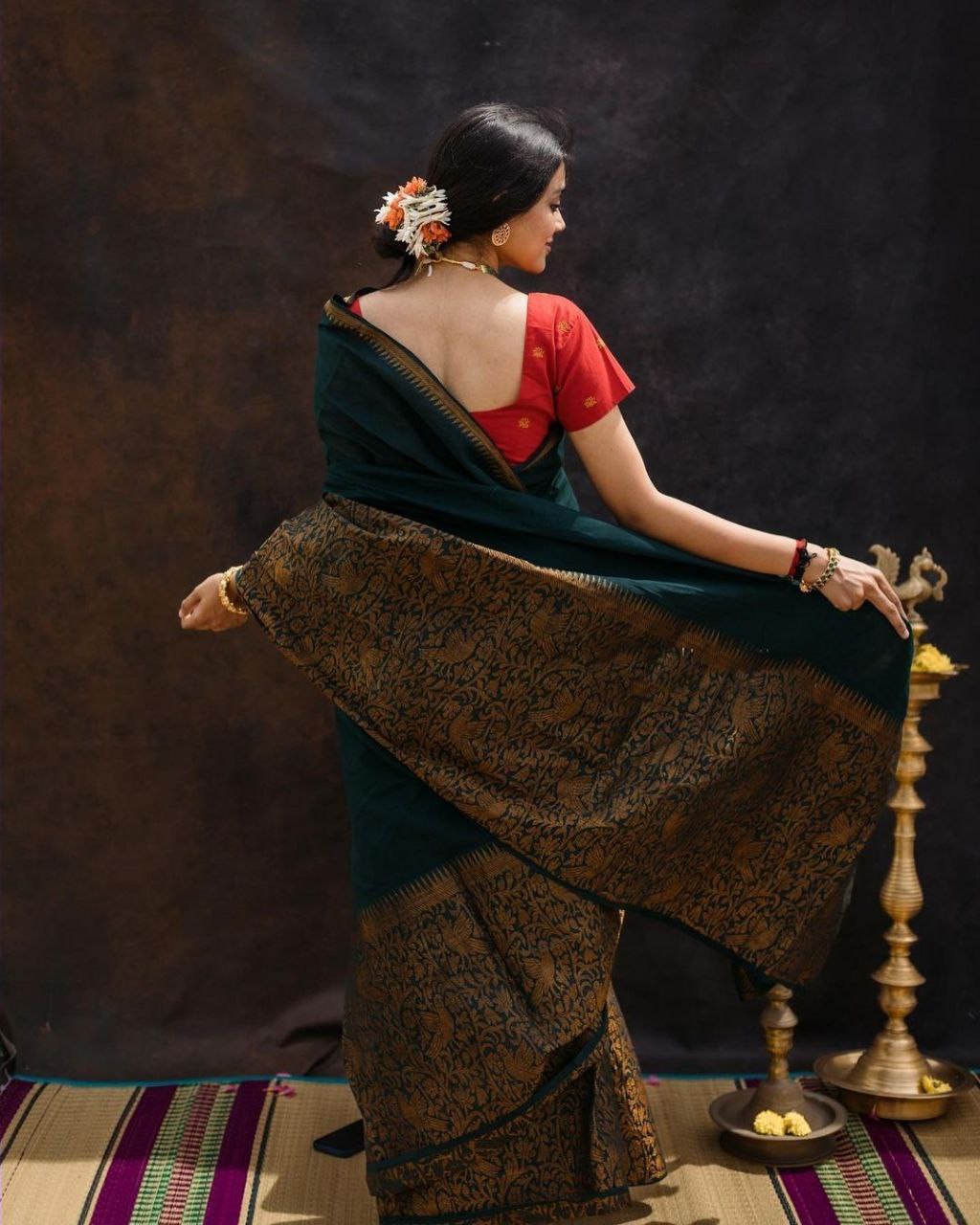 Gorgeousness Green Soft Silk Saree With Allurement Blouse Piece