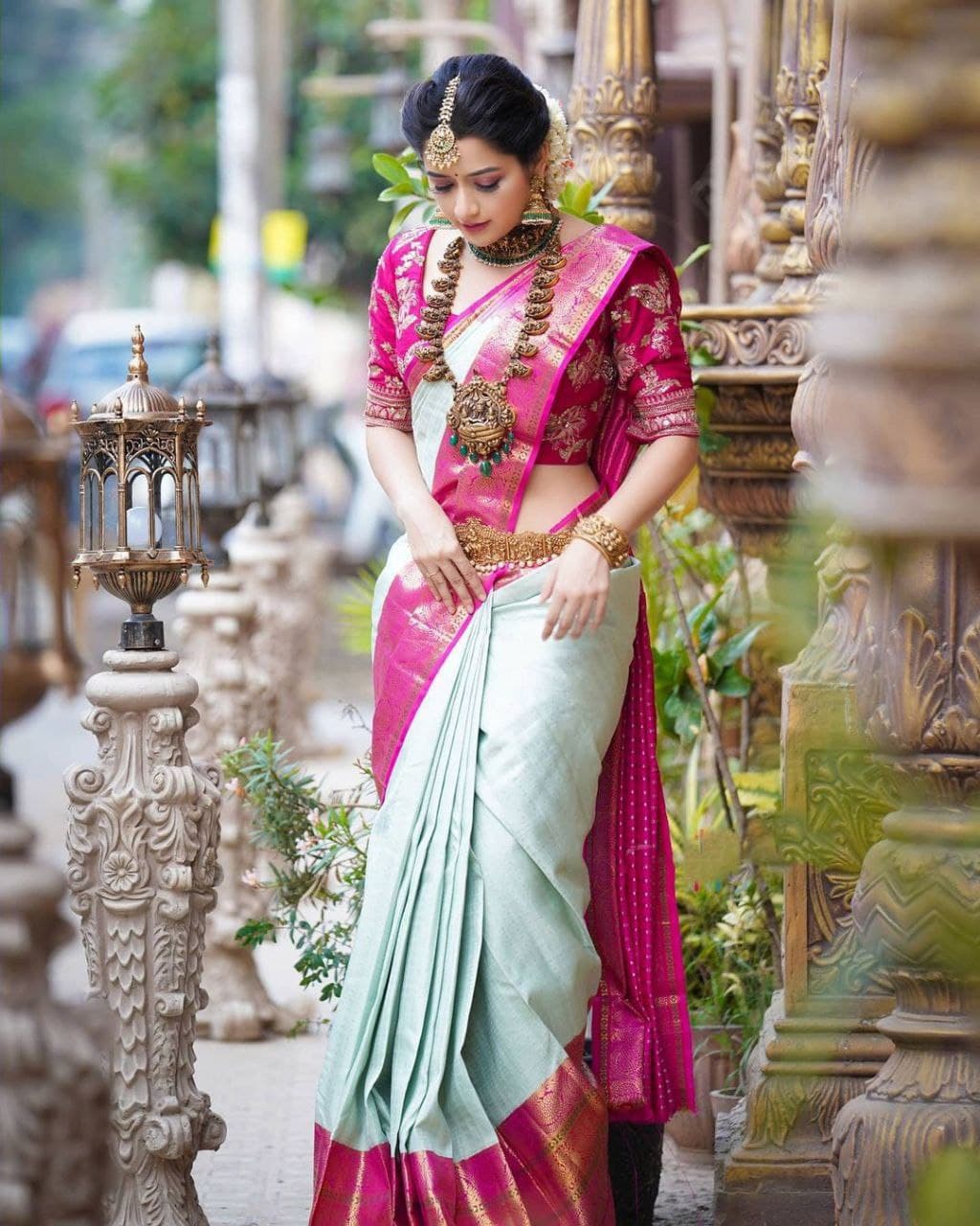 Fascinatingly Pista Soft Silk Saree With Two Tempting Blouse Piece