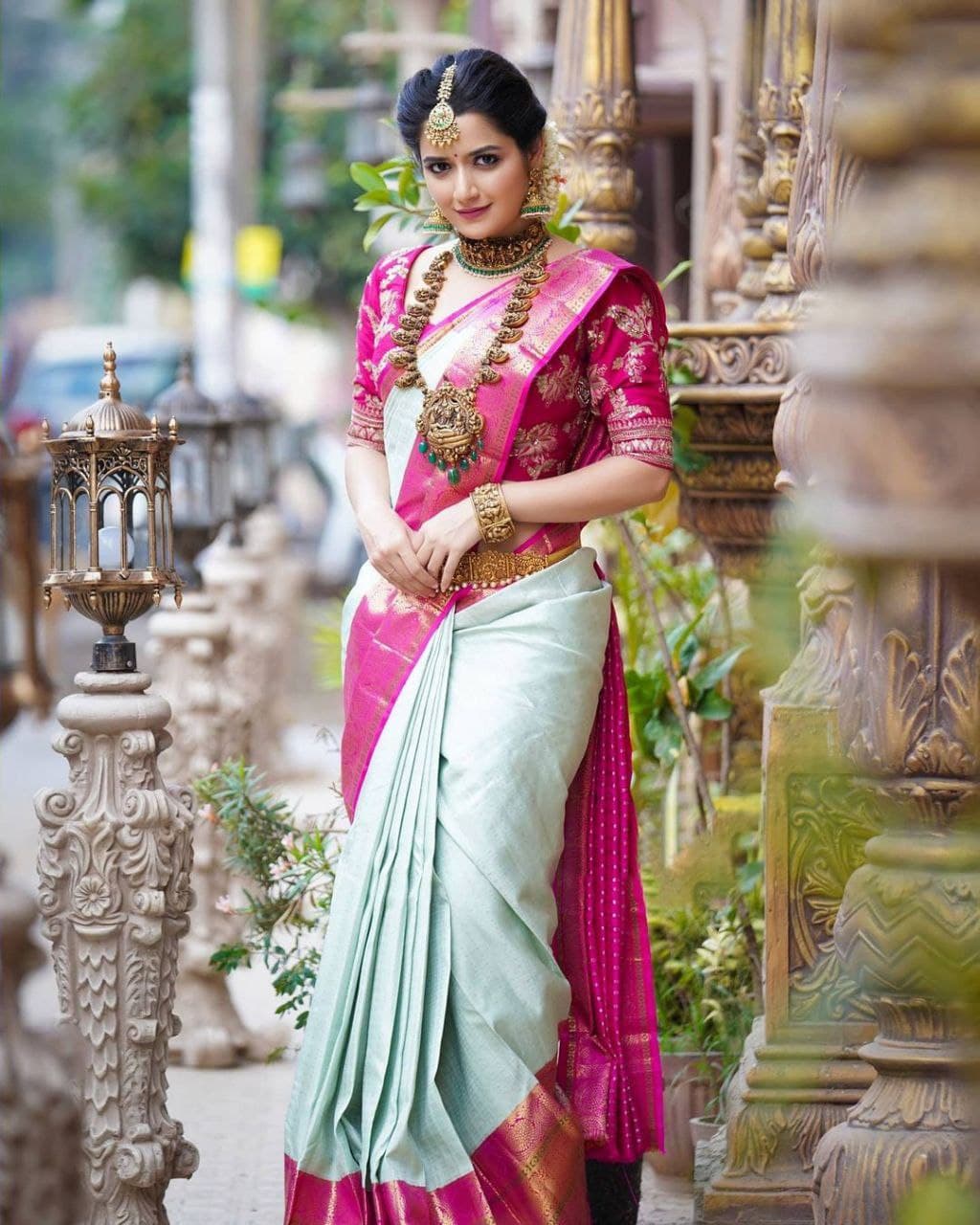 Fascinatingly Pista Soft Silk Saree With Two Tempting Blouse Piece