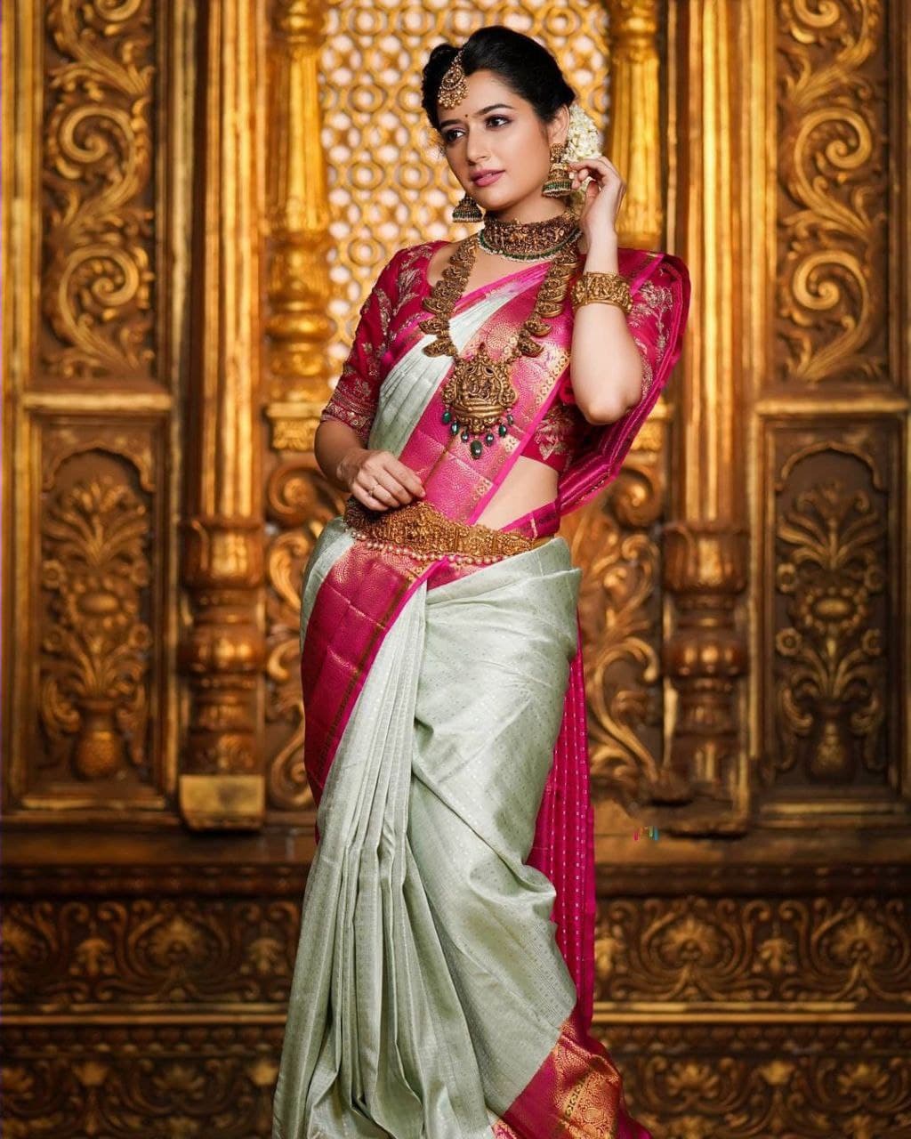 Fascinatingly Pista Soft Silk Saree With Two Tempting Blouse Piece