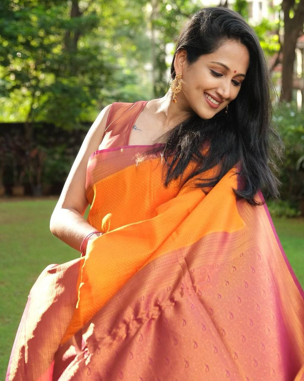 Delicacy Orange Soft Silk Saree With Precious Blouse Piece