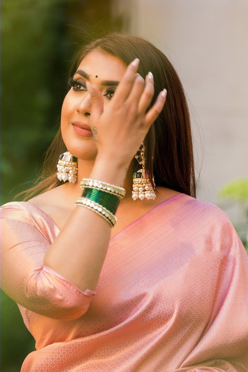 Spellbound Peach Soft Silk Saree With Precious Blouse Piece