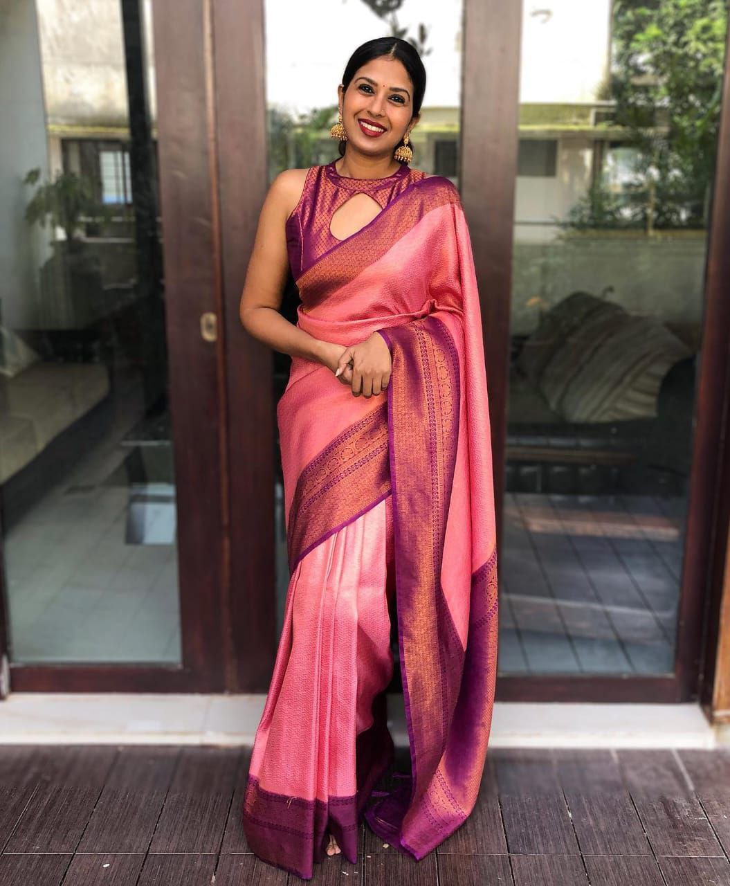 Dreamlike Pink Soft Silk Saree With Precious Blouse Piece