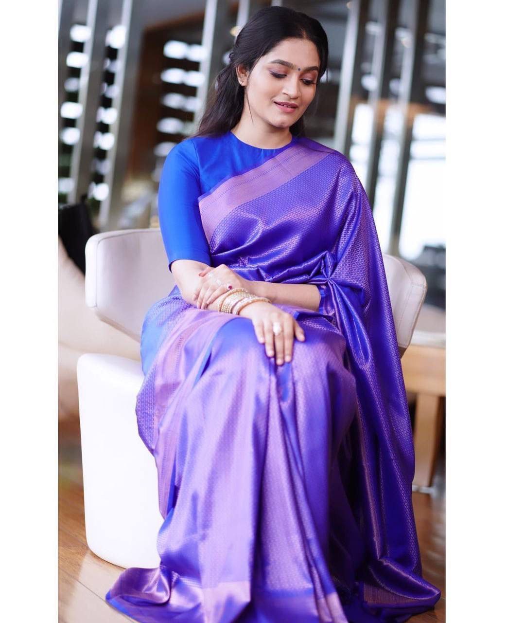 Phenomenally Blue Soft Silk Saree With Precious Blouse Piece