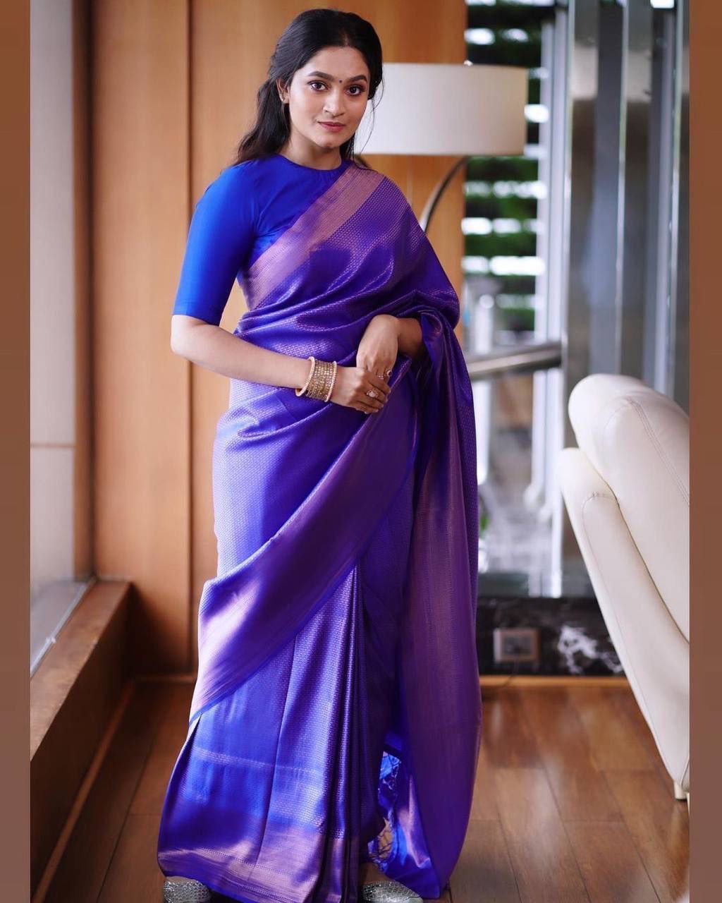 Phenomenally Blue Soft Silk Saree With Precious Blouse Piece