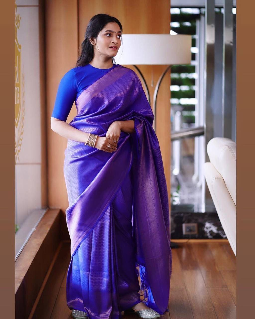 Phenomenally Blue Soft Silk Saree With Precious Blouse Piece